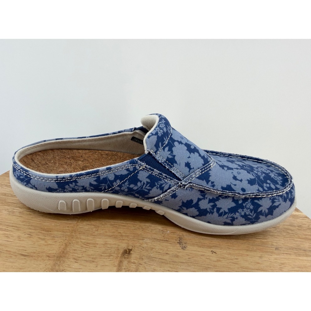 Spenco Siesta Floral Canvas Mules Blue Flower Orthotic Shoes Womens 7.5 B - Picture 7 of 12